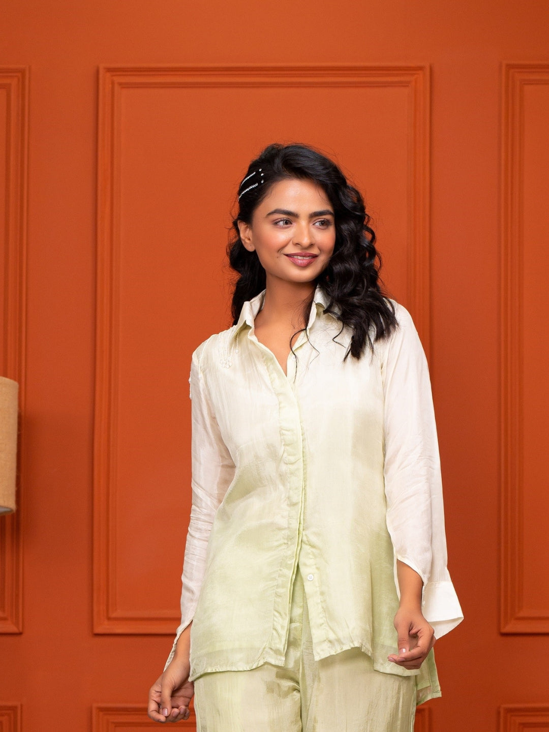 Summer Silk Ombre Green Pista Shirt